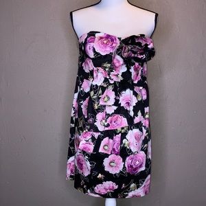 Solemio Strapless Floral Mini Dress L NWT Large Formal Homecoming Prom Pink